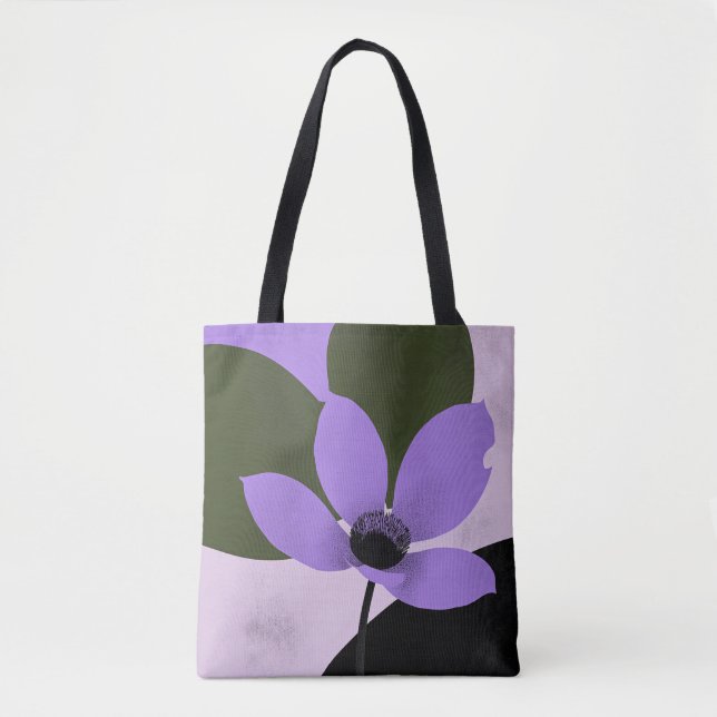 Bolsa moderna tote Purple Bloom – Mini Botânica Ou (Frente)