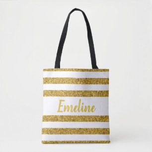 Bolsa Monogram Gold Stripe Tote