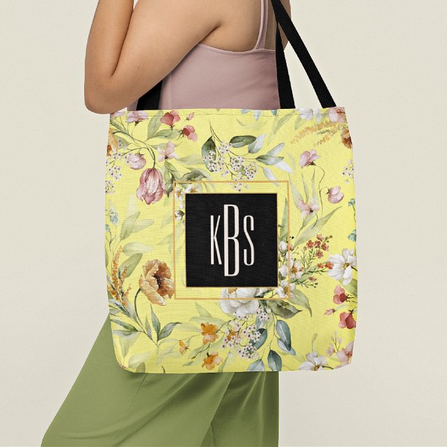 Bolsa Monogram Yellow 1600s Fine Art Florals Tote (Criador carregado)