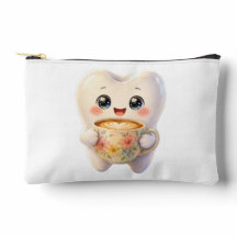 Bolsa Pequena Kawaii de Dente Fofo Bebendo Café