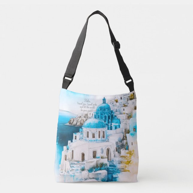 Bolsa personalizado. Bolsa Santorini. Padrão grego (Frente)