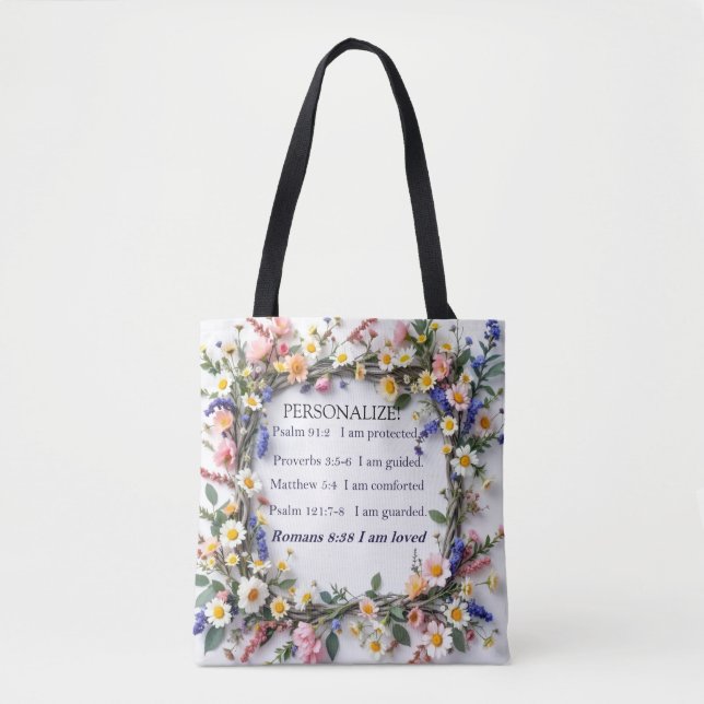 Bolsa personalizado inspiracional com flores silve (Frente)