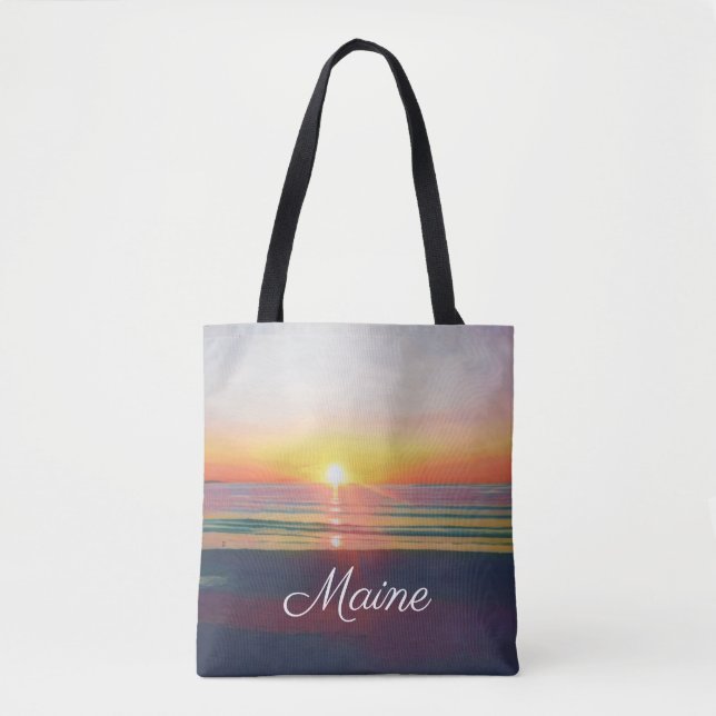 Bolsa personalizável de Beach Sunrise Maine (Frente)