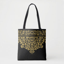 Bolsa personalizável preto e Dourado padrão do orn