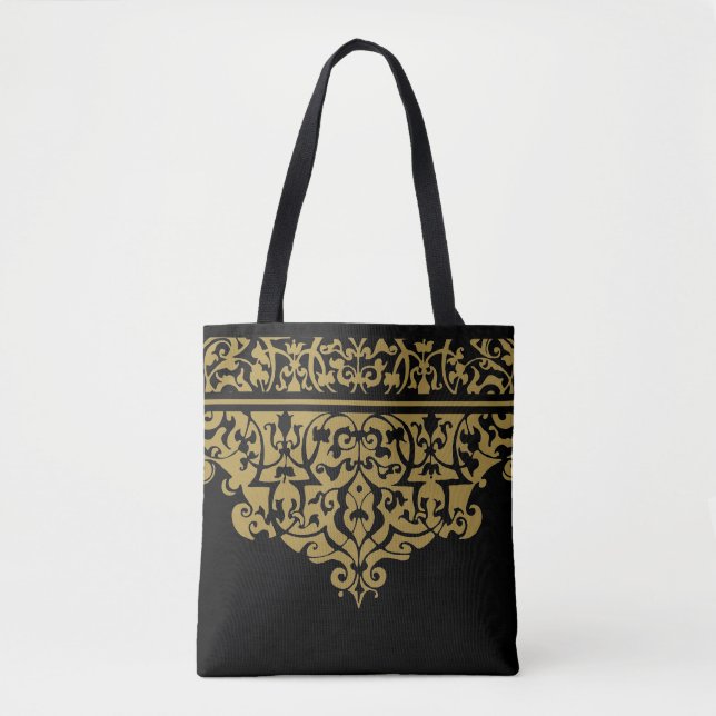 Bolsa personalizável preto e Dourado padrão do orn (Frente)