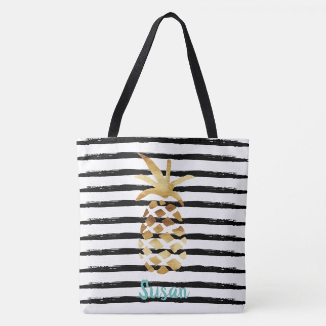 Bolsa Pineapple & Stripes - Personalizar com o nom (Frente)