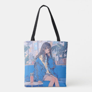 Bolsa Tote リバーシブル・トートバッグcafe|寿司娘 GenerativeAI