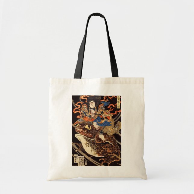 Bolsa Tote 侍と化け蛙, samurai do 国芳 e sapo gigante, Kuniyoshi, (Frente)