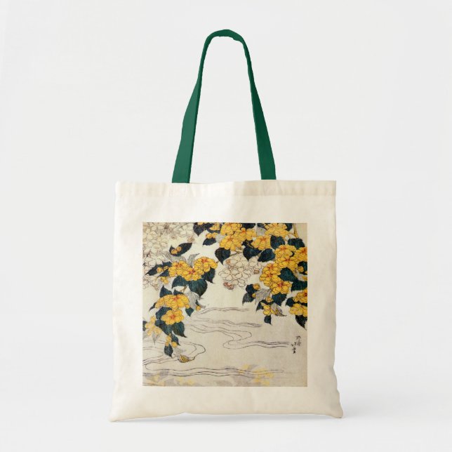 Bolsa Tote 山吹, flor amarela do 北斎, Hokusai, Ukiyo-e (Frente)