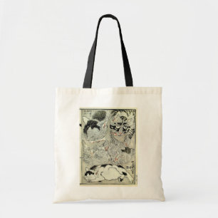 Bolsa Tote 猫, gatos do 暁斎, Kyōsai, Ukiyo-e