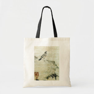 Bolsa Tote 竹と雀, pardal do 可翁 e bambu (detalhe), Kao