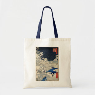 Bolsa Tote 雪の太鼓橋, ponte nevado do cilindro do 広