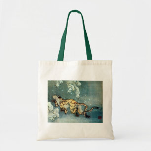 Bolsa Tote 雪中虎図, tigre na neve, Hokusai do 北斎
