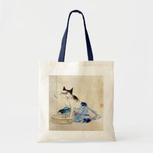 Bolsa Tote 顔を洗う猫, lavagem da cara do gato do 広重