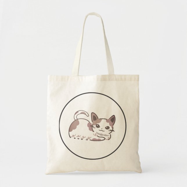 BOLSA TOTE 香箱座りのぶちねこ、静かな愛らしさ  (Frente)
