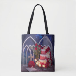 Bolsa Tote 0128-Bolo de Casamento com Velas, Véu, Buquê