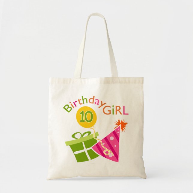 Bolsa Tote 10º aniversário - Rapariga de aniversário (Frente)