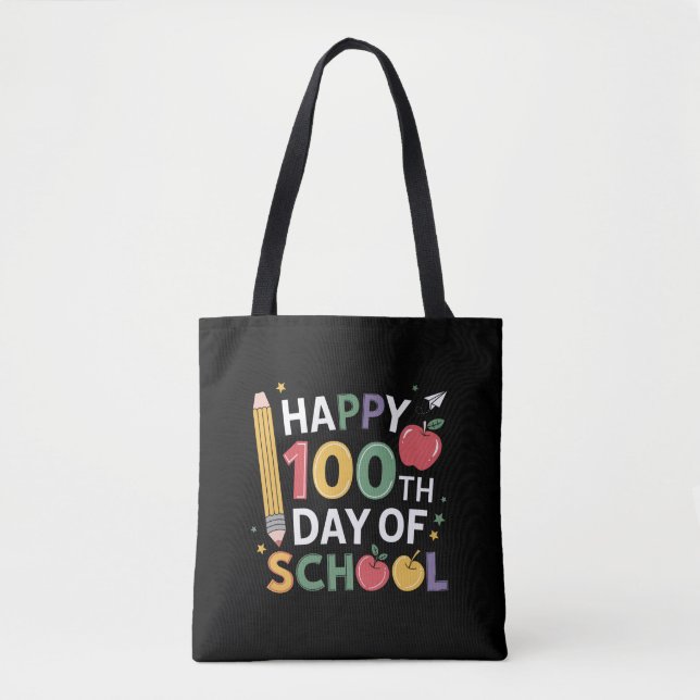 Bolsa Tote 100º Dia dos Professores Feliz 100 Dias (Frente)