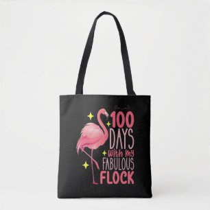 Bolsa Tote 100 Dias Com Minha Fabulosa Escola de Flamingos