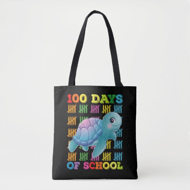 Bolsa Tote 100 Dias De Professora De Tartarugas Escolares (Frente)