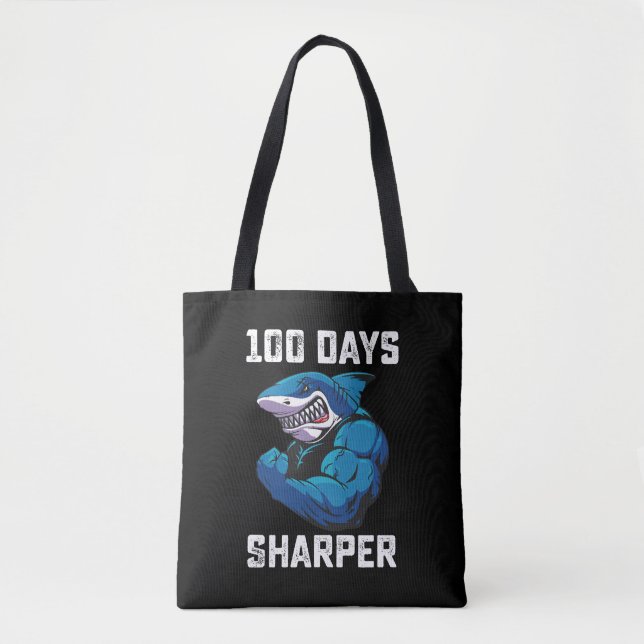 Bolsa Tote 100 Dias De Sharper Shark 100.º Dia De Gym Escolar (Frente)