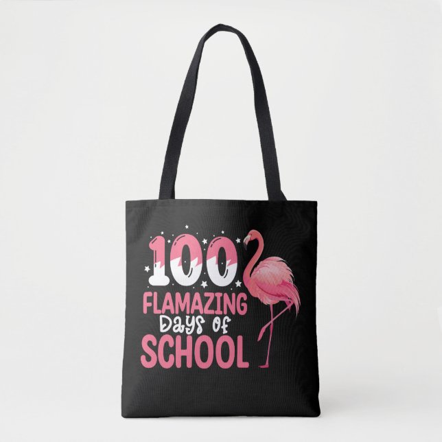Bolsa Tote 100 Dias Flamazing de Escola Professor Flamingo (Frente)