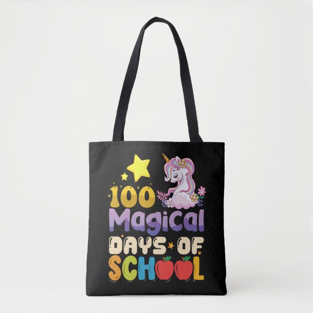 Bolsa Tote 100 Dias Mágicos De Escola Professora Unicórnio (Frente)