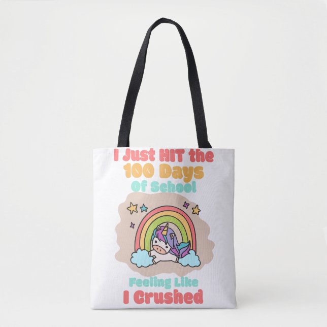 Bolsa Tote 100 dias na escola, eu apenas acertei e esmagei os (Frente)