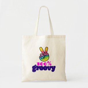 Bolsa Tote 100% Groovy Rainbow - Sinal de Paz na Mão