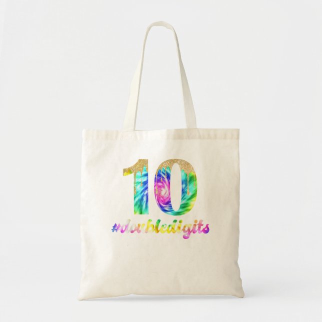 Bolsa Tote 10th Birthday Gift Double Digits Girls Ten T Shirt (Frente)
