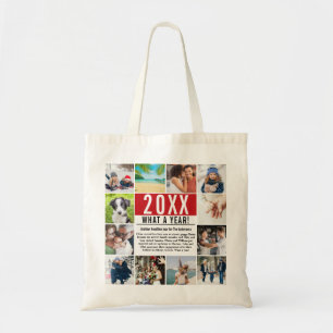 Bolsa Tote 12 Colagem de Fotos Família Moderno Ano em Revisão