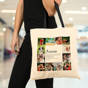 Bolsa Tote 12 Colagem de Fotos Melhor Tia, Definição de Tia