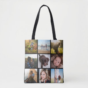 Bolsa Tote 12 Colagem de Fotos Quadrada ou Foto Instagram