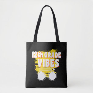 Bolsa Tote 12 Grau Vibes Camisa De Volta À Escola Primeiro Di
