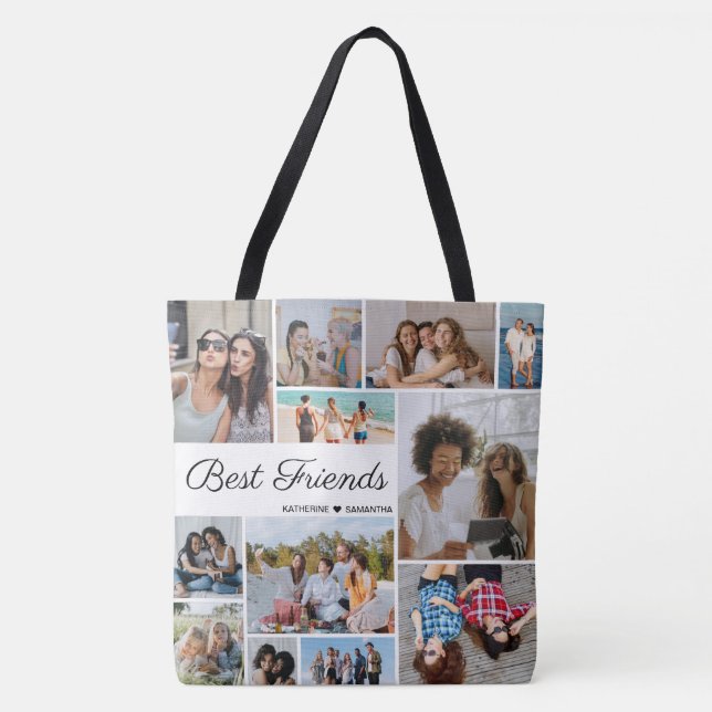 Bolsa Tote 12 melhores amigos para colagem de fotos para semp (Frente)