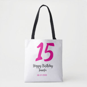 Bolsa Tote 15 aniversário quiencenera adicionar data ano mode