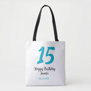 Bolsa Tote 15 aniversário quiencenera adicionar data ano temp