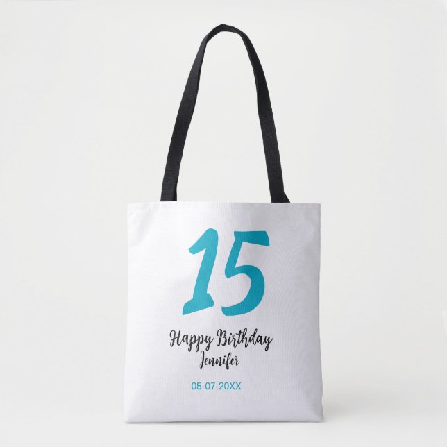 Bolsa Tote 15 aniversário quiencenera adicionar data ano temp (Frente)