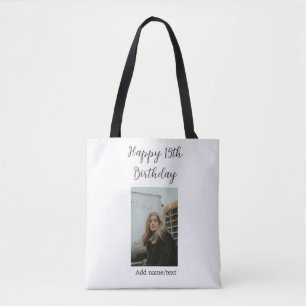 Bolsa Tote 15 de aniversário feliz adicionar nome foto texto 