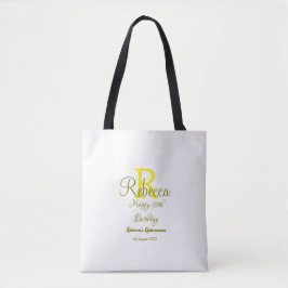 Bolsa Tote 15 Feliz Aniversário Amarelo Apelido Monograma Mod