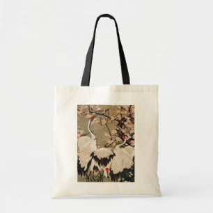 Bolsa Tote 15. o 梅花群鶴図, ameixa do 若冲 floresce &