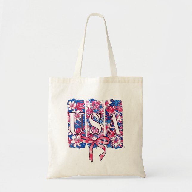 Bolsa Tote 1776 América 4 de julho Flores EUA (Frente)