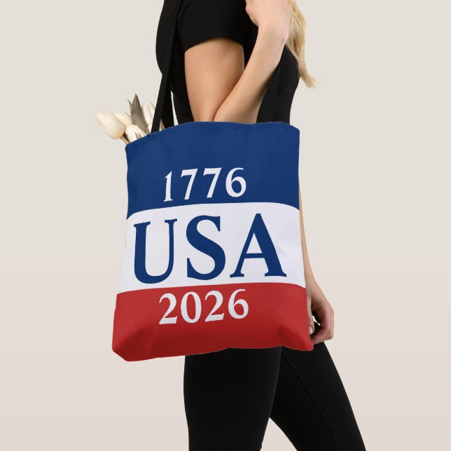 Bolsa Tote 1776 USA 2026 Red White and Blue Patriotic (Close Up)