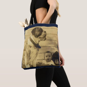 Bolsa Tote 1920 pitbull guarda bebê