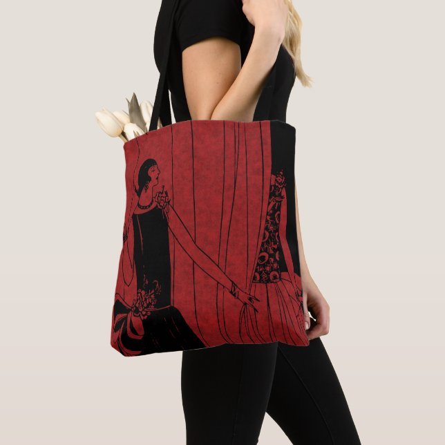Bolsa Tote 1920s Art Deco Fashion Show Model Red (Close Up)