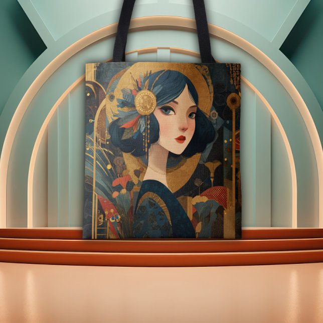 Bolsa Tote 1920's Art Deco Flapper Girl (Criador carregado)