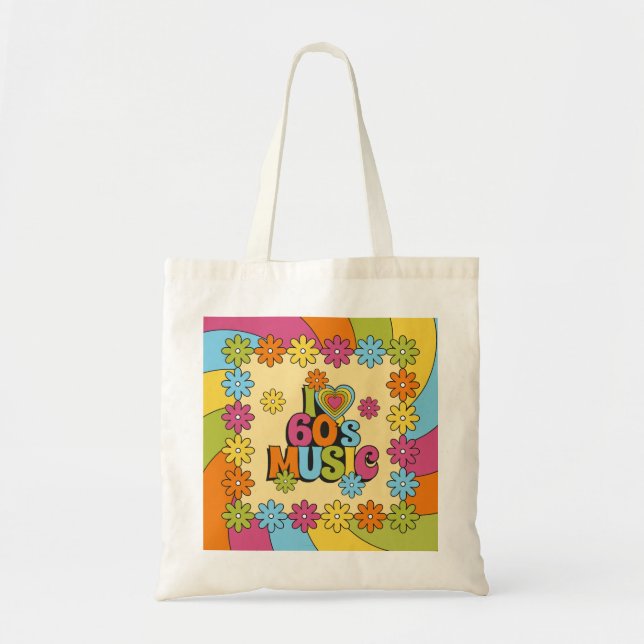 Bolsa Tote 1960s Music Inspired Design for Music Lovers    (Frente)