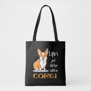 Bolsa Tote 19 A vida é melhor com um Corgi