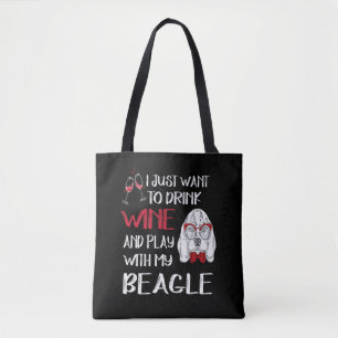 Bolsa Tote 1 Beba Vinho E Jogue Com Meu Beagle