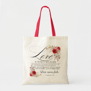 Bolsa Tote 1 Corinthians 13:4-8 O amor é a Bíblia do paciente